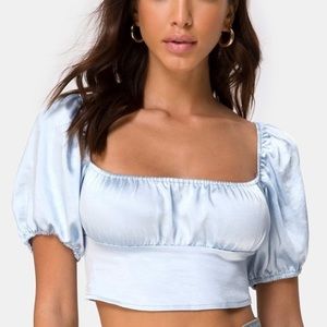 Urban Outfitters Powder Blue Satin Crop Top